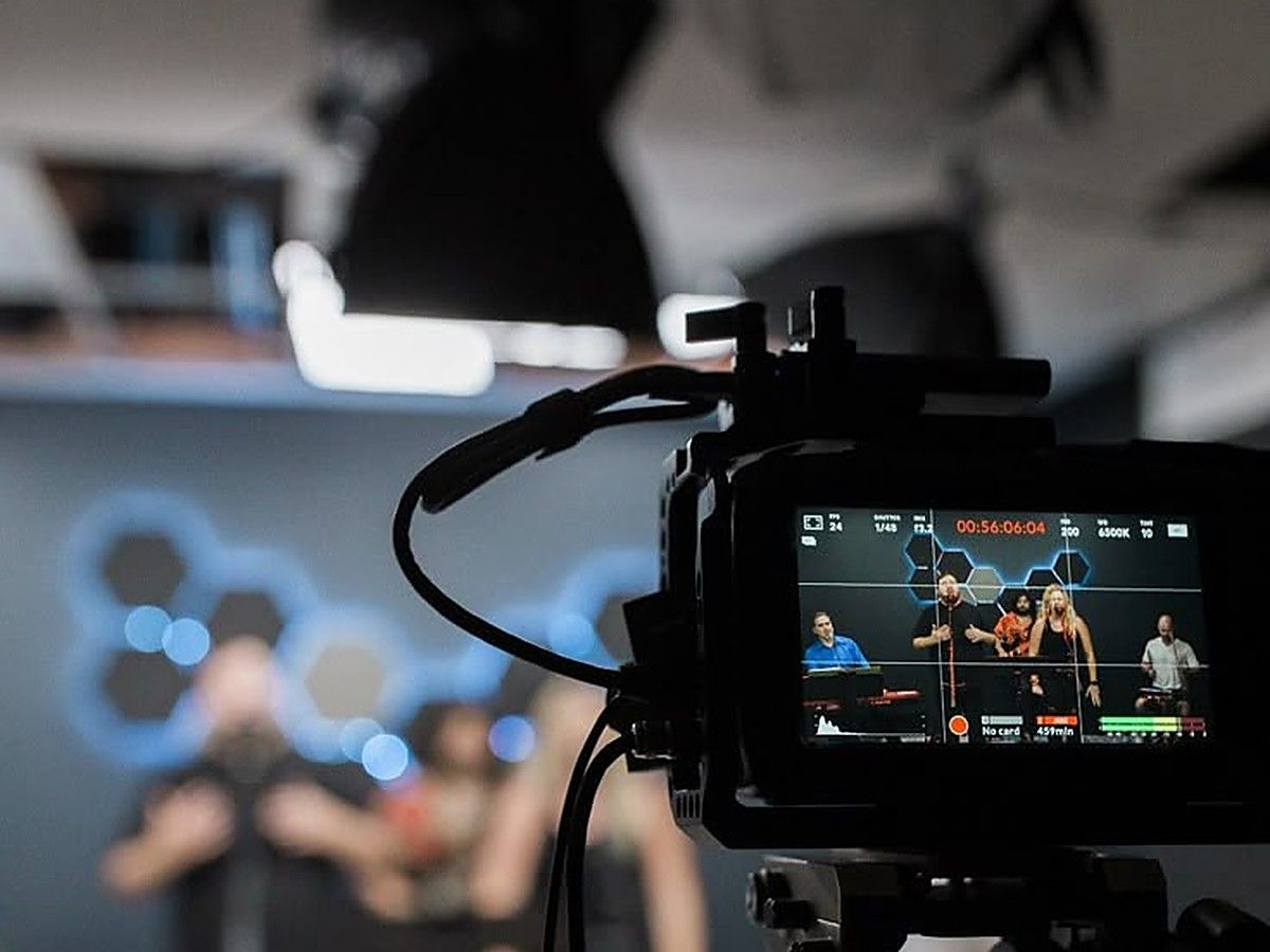 Camera monitor recording a content shoot