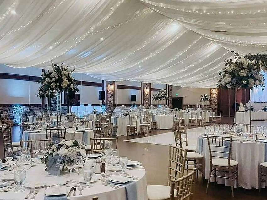 Elegant wedding reception venue setup