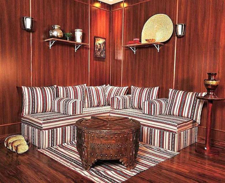 Traditional Qatari majlis corner, alternate angle